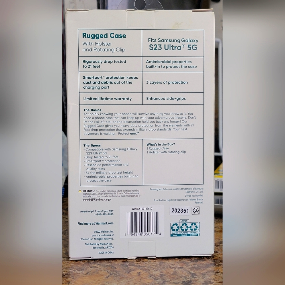 Samsung Galaxy S23 Ultra 5G Rugged Case with Holster and Rotating Clip